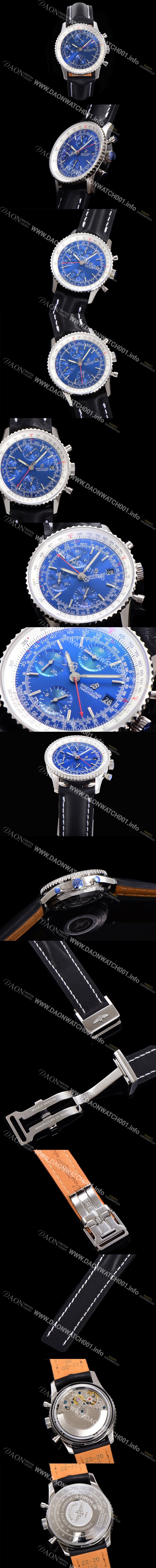 홍콩명품 [브라이틀링] 남성용 네비타이머 크로노그래프 ETA7750-2 타입 오토매틱 41mm 가죽줄 블루다이얼 bre1951