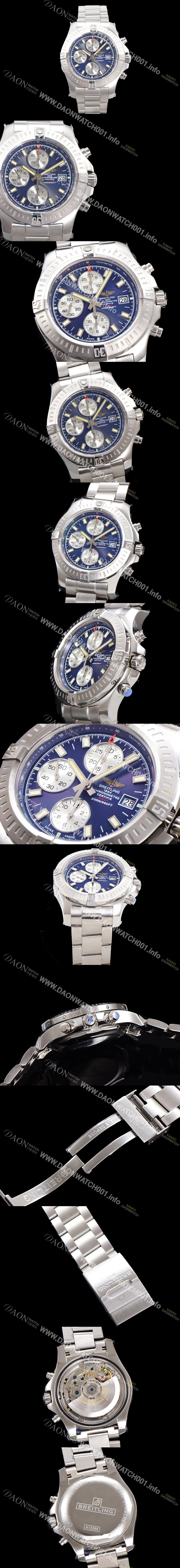홍콩명품 [브라이틀링] 남성용 어벤져 크로노그래프 ETA 7750-2 타입 45mm 메탈줄 블루다이얼 bre6844