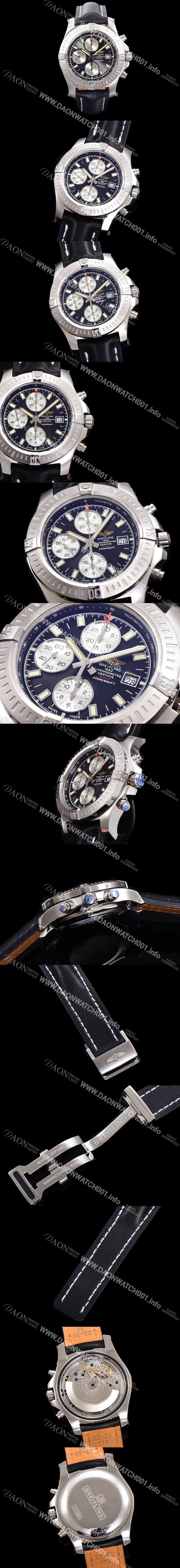 홍콩명품 [브라이틀링] 남성용 어벤져 크로노그래프 ETA 7750-2 타입 45mm 가죽줄 블랙다이얼 bre6269