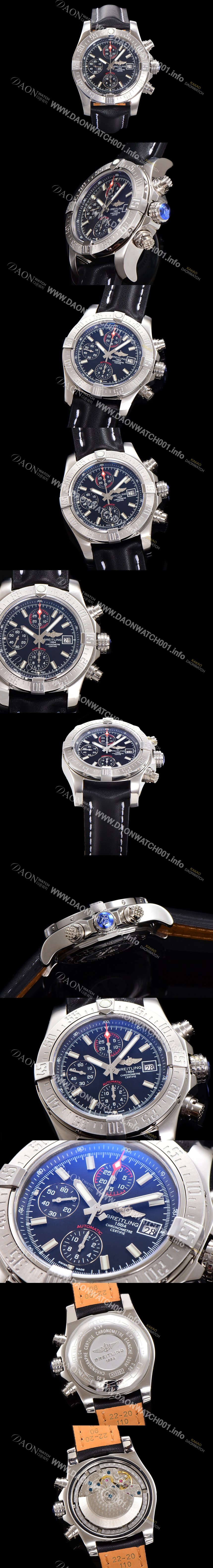 홍콩명품 [브라이틀링] 남성용 어벤져 크로노그래프 ETA 7750-2 타입 45mm 가죽줄 블랙다이얼 bre4869