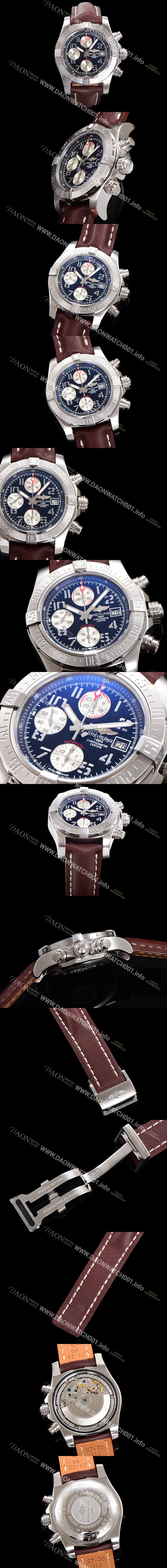 홍콩명품 [브라이틀링] 남성용 어벤져 크로노그래프 ETA 7750-2 타입 45mm 가죽줄 블랙다이얼 bre4029