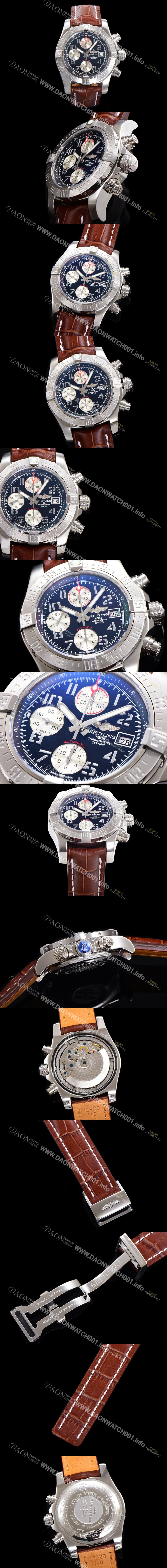 홍콩명품 [브라이틀링] 남성용 어벤져 크로노그래프 ETA 7750-2 타입 45mm 가죽줄 블랙다이얼 bre8946