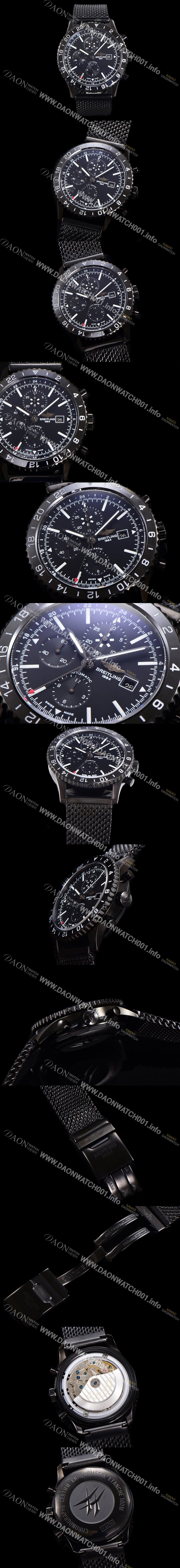 홍콩명품 [브라이틀링] 남성용 크로노라이너 오토매틱 ETA 7750-2B 타입 46mm 메쉬메탈줄 세라믹 PVD 코팅 블랙다이얼 bre8294