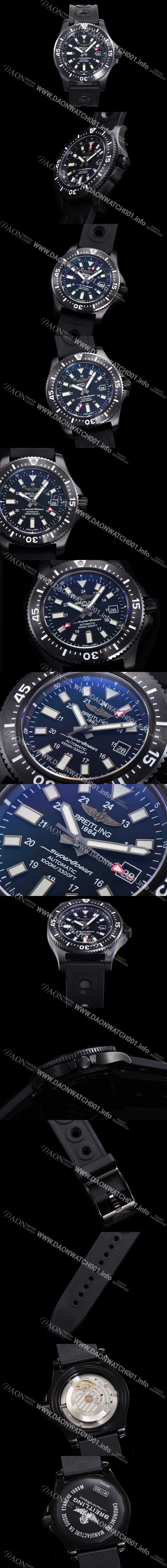 홍콩명품 [브라이틀링] 남성용 슈퍼오션 스페셜 오토매틱 ETA2824-2 44mm PVD 코팅 케이스 러버우레탄 블랙다이얼 bre4260