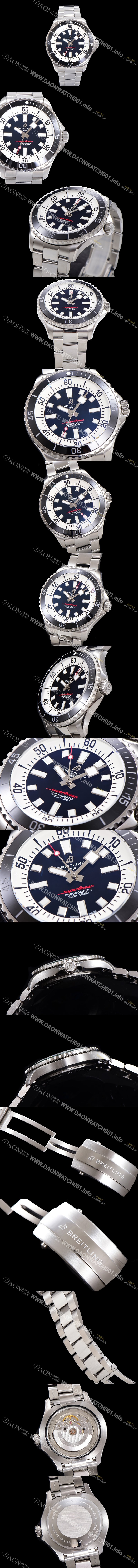 홍콩명품 [브라이틀링 뉴 다이버워치] 남성용 슈퍼오션 44mm 오토매틱 ETA2824-2 타입 크로노미터 메탈줄 세라믹베젤 블랙다이얼 bre8442