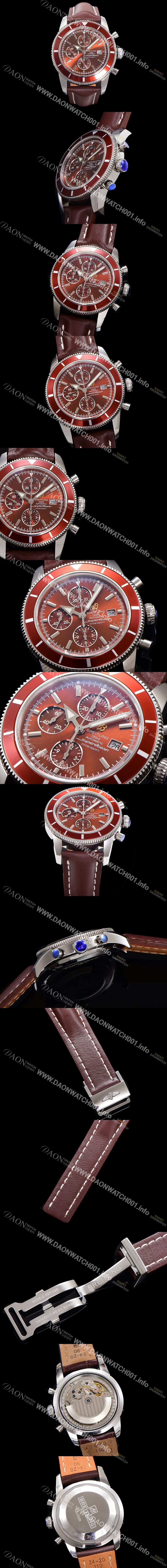 홍콩명품 [브라이틀링] 남성용 슈퍼오션 해리티지 크로노그래프 ETA7750-2 타입 오토매틱 46mm 가죽줄  래드다이얼 bre4890