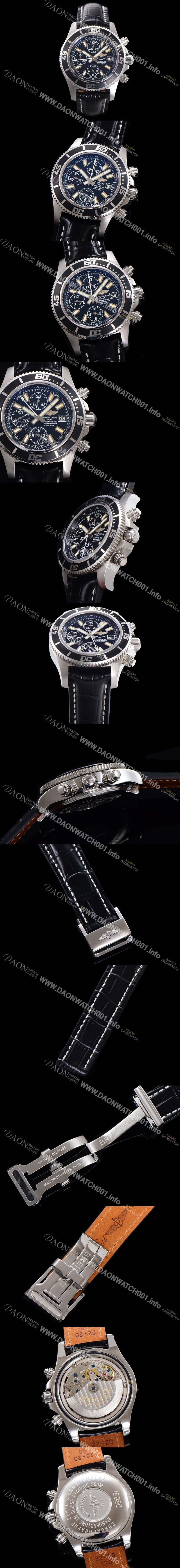 홍콩명품 [브라이틀링] 남성용 에어로마린 슈퍼오션 어비스 크로노그래프 오토매틱 Eta7750-2 타입 44mm 가죽줄 블랙다이얼 bre8680