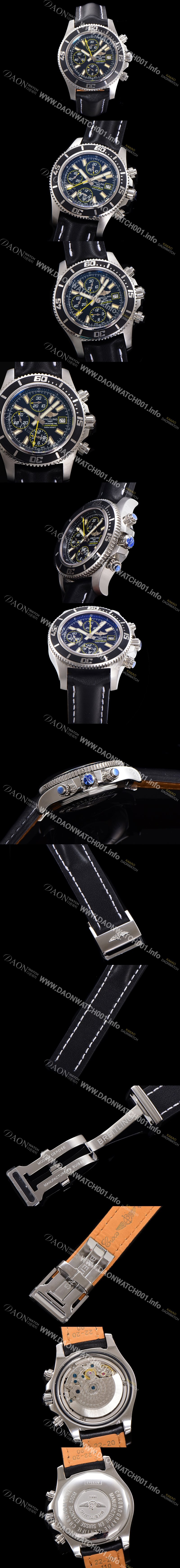 홍콩명품 [브라이틀링] 남성용 에어로마린 슈퍼오션 어비스 크로노그래프 오토매틱 Eta7750-2 타입 44mm 가죽줄 블랙다이얼 bre0662