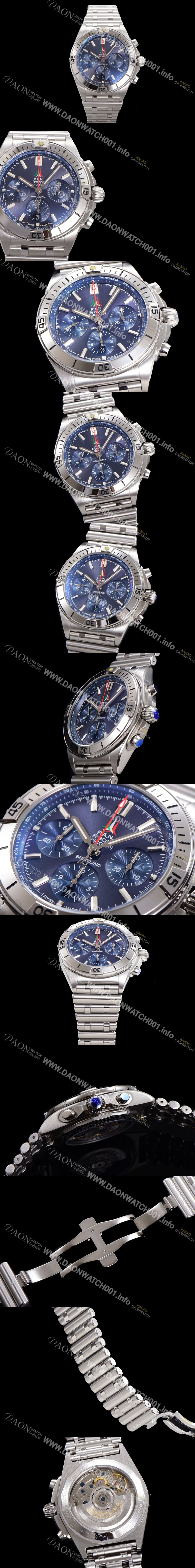 홍콩명품 [브라이틀링] 남성용 크로노맷 B01 오토매틱 ETA7750-2 타입 42mm 메탈줄 블루다이얼 bre01957