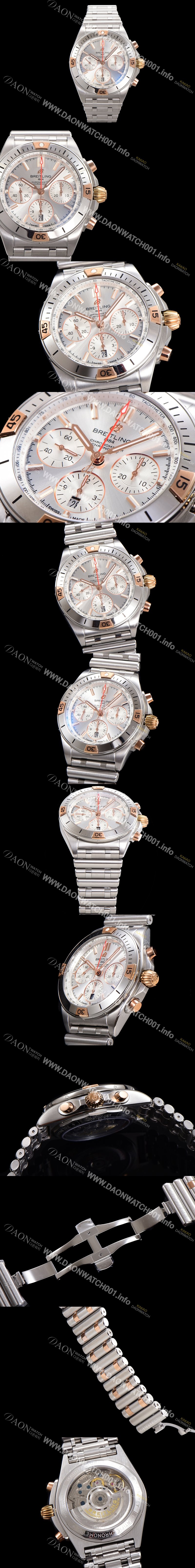 홍콩명품 [브라이틀링] 남성용 크로노맷 B01 오토매틱 ETA7750-2 타입 42mm 메탈줄 실버다이얼 bre39082