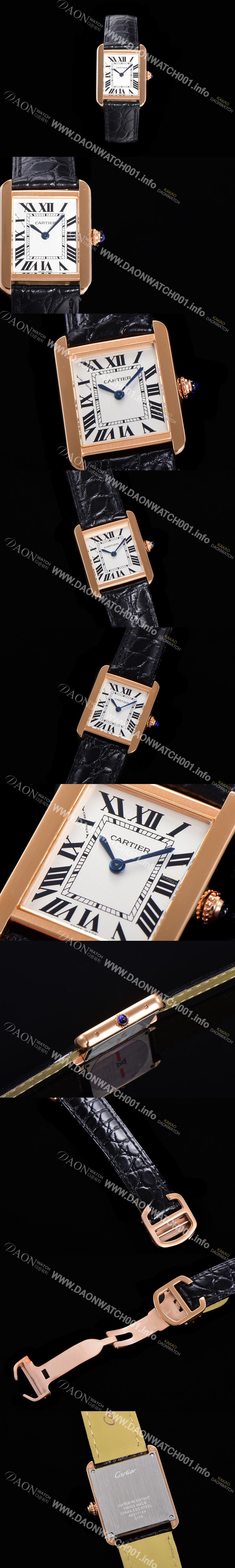 홍콩명품 [까르띠에] 여성용 신상 탱크 W5200005 악어가죽  31mm 로즈골드 화이트 다이얼 쿼츠므브먼트 CAR01572