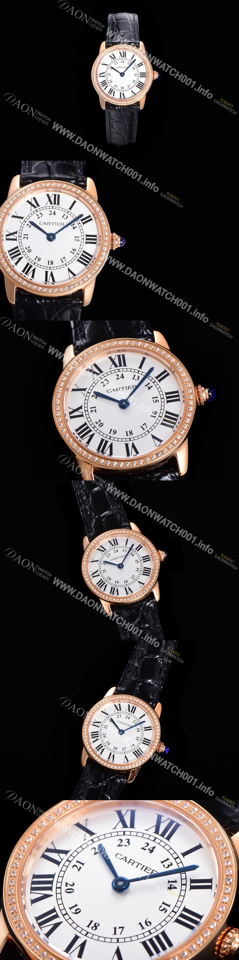 홍콩명품 [까르띠에] 여성용 롱드 더 솔로 WR000351  쿼츠 므브먼트 29미리 로즈골드 큐빅베젤 악어가죽줄 화이트다이얼 CAR11547