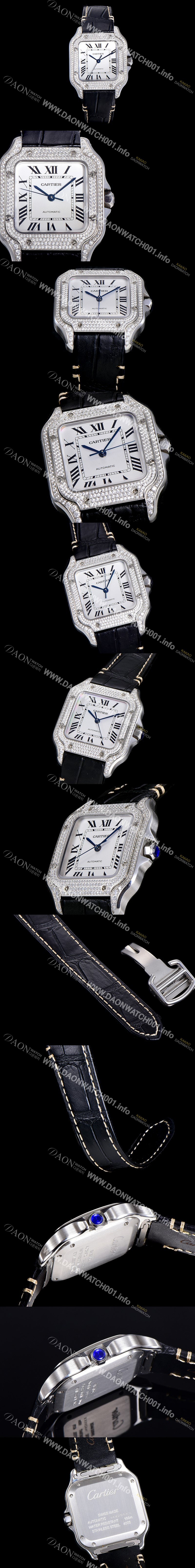 홍콩명품 [까르띠에] 남성용 산토스 더 까르띠에 WJSA0006 오토매틱 ETA2892-2 보석시계 35.1미리 화이트다이얼 CAR13942