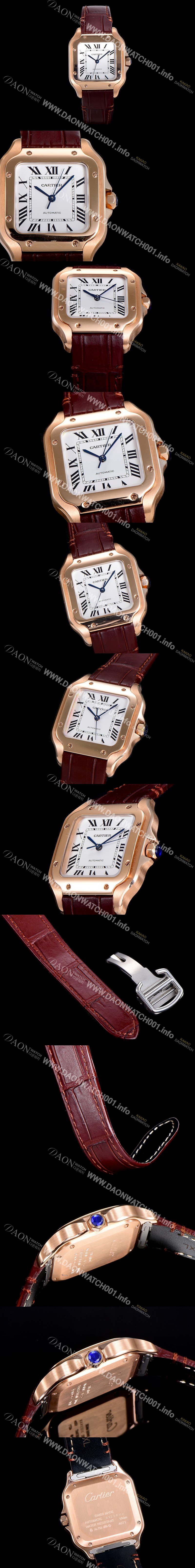 홍콩명품 [까르띠에] 남성용 산토스 더 까르띠에 WGSA0028 오토매틱 ETA2892-2 금장시계 18K로즈골드 35.1미리 화이트다이얼 CAR13980