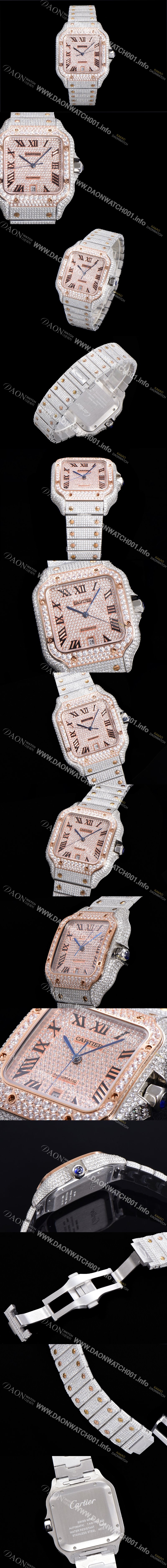 홍콩명품 [까르띠에] 남성용 산토스 쥬얼 다이아몬드 셋팅 베젤 40mm 큐빅/보석 다이얼 오토매틱 무브먼트 CAR45686