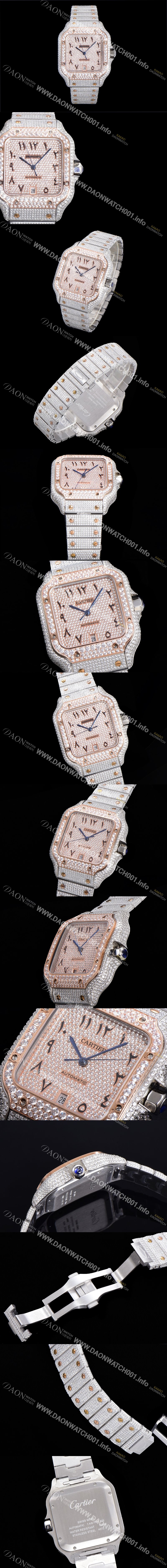 홍콩명품 [까르띠에] 남성용 산토스 쥬얼 다이아몬드 셋팅 베젤 40mm 큐빅/보석 다이얼 오토매틱 무브먼트 CAR45690