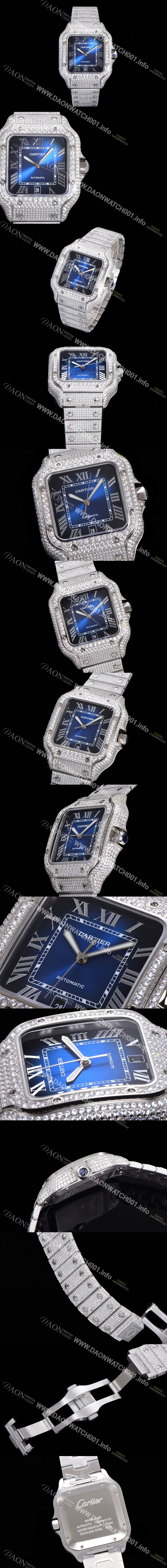 홍콩명품 [까르띠에] 남성용 산토스 쥬얼 다이아몬드 셋팅 베젤 40mm 네이비 다이얼 오토매틱 무브먼트 CAR46569