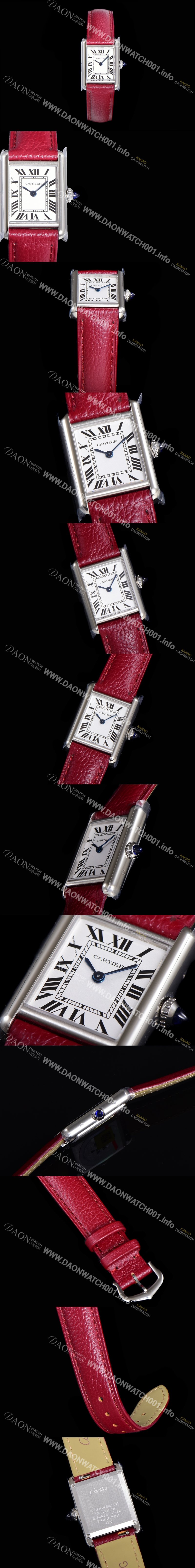 홍콩명품 [까르띠에] 여성용 탱크 머스트 WSTA0042 로마 인덱스 29.5mm 화이트 다이얼 가죽줄 쿼츠 무브먼트 CAR08310