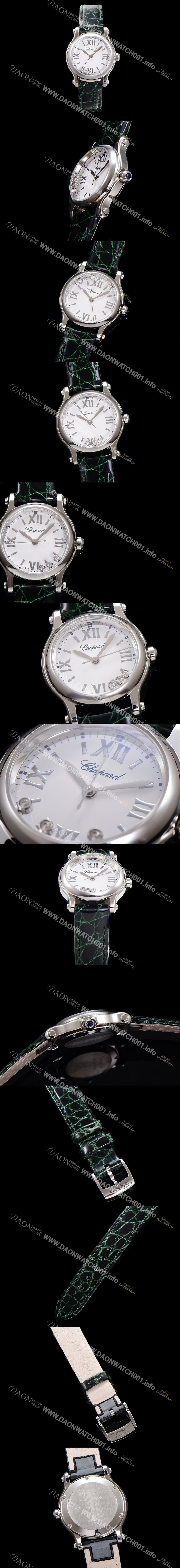 홍콩명품 [쇼파드] 여성용 해피스포츠 다이아몬드 쿼츠 오리지널 ETA956.102 타입 스몰30mm 레이디스 가죽줄 화이트다이얼 cho6846