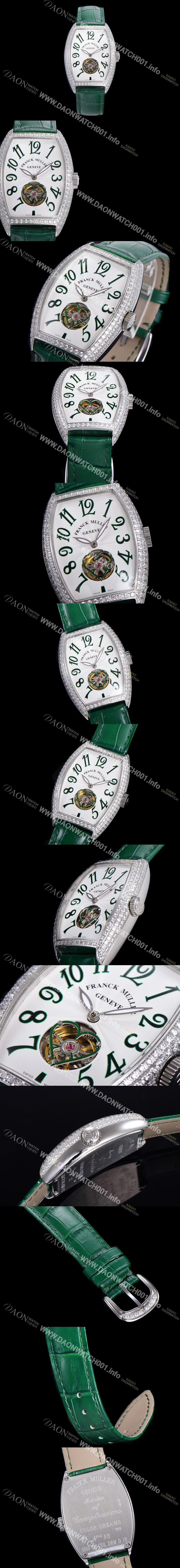 홍콩명품 [프랭크뮬러] 여성용 상트레 커백스 오토매틱 보석/다이아 케이스 여성용시계 가죽줄 화이트다이얼  fra78049