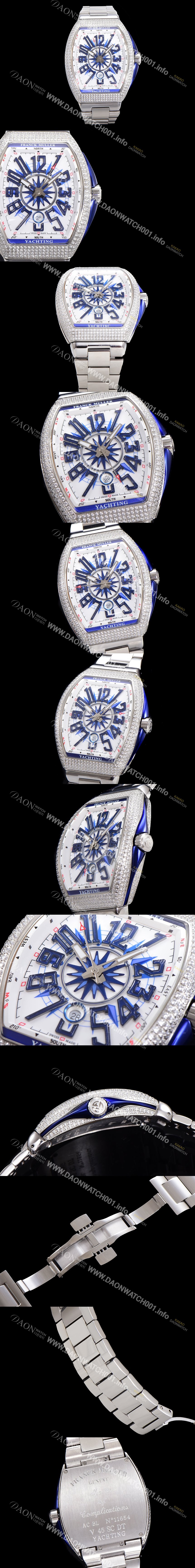 홍콩명품 [프랭크뮬러] 남성용 1:1수제공정 풀 다이아셋팅 뱅가드 오토매틱 ETA2824 타입 45mm 메탈줄 화이트다이얼 fra8028