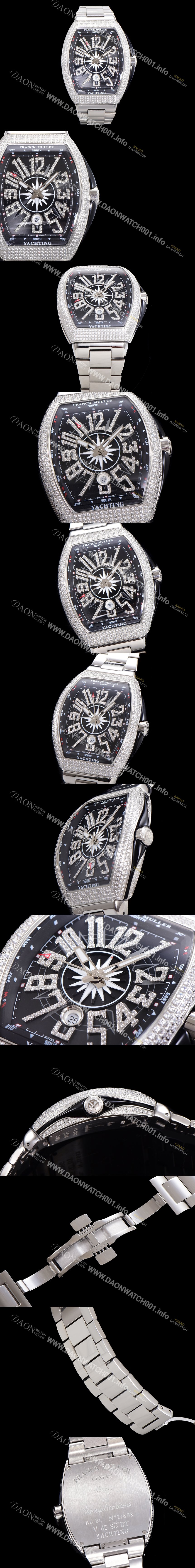 홍콩명품 [프랭크뮬러] 남성용 1:1수제공정 풀 다이아셋팅 뱅가드 오토매틱 ETA2824 타입 45mm 메탈줄 블랙다이얼 fra4829