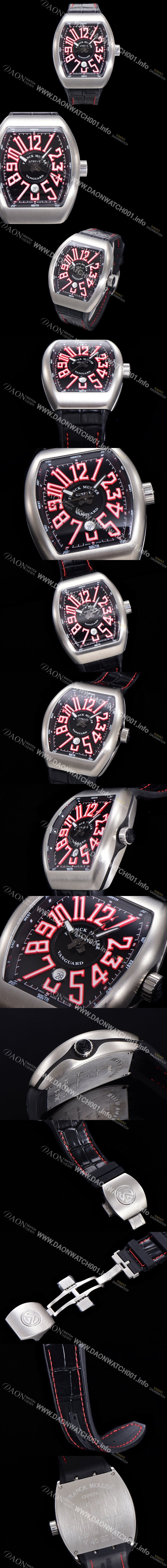 홍콩명품 [프랭크뮬러] 남성용 뱅가드 2824 므브먼트 오토매틱 44미리 러버밴드 블랙다이얼 FRA75477