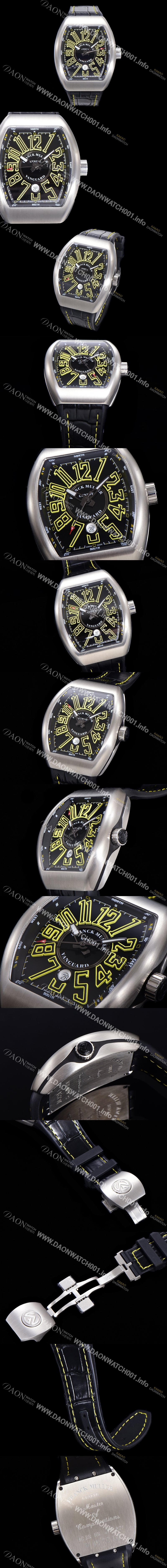 홍콩명품 [프랭크뮬러] 남성용 뱅가드 2824 므브먼트 오토매틱 44미리 러버밴드 블랙다이얼 FRA75489