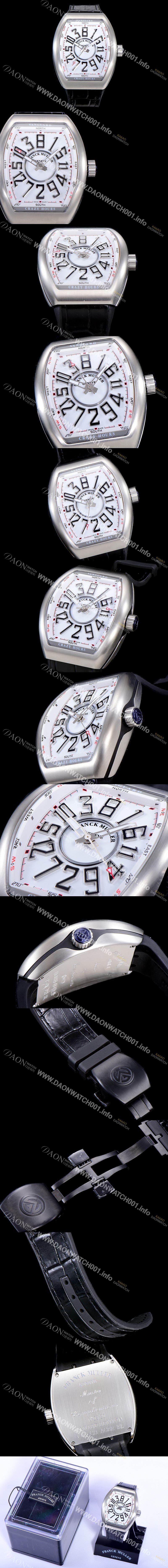 홍콩명품 [프랭크뮬러] 남성용 뱅가드 오토매틱 CZ02타입 44미리 가죽줄/스트랩 화이트다이얼 FRA79429