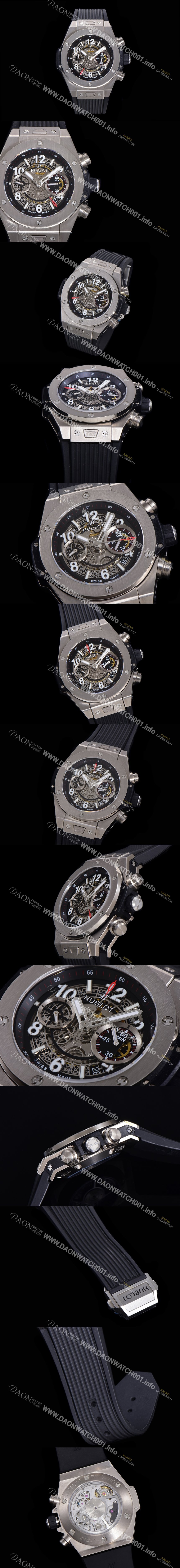 홍콩명품 [휴블렛] 남성용 빅뱅 유니코 티타늄 45mm 오토매틱 HUB1280 타입 러버줄 스켈래톤 다이얼  hub1953