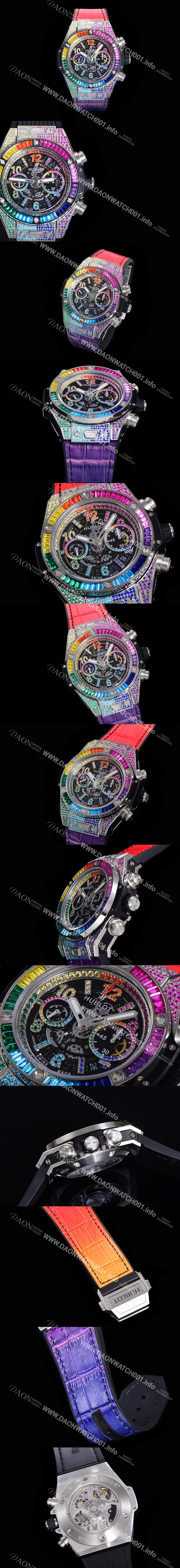 홍콩명품 [휴블렛] 남성용 빅뱅 유니코 45mm 오토매틱 HUB1280 타입 다이아몬드 풀케이스 러버줄 스켈래톤 다이얼  hub5125