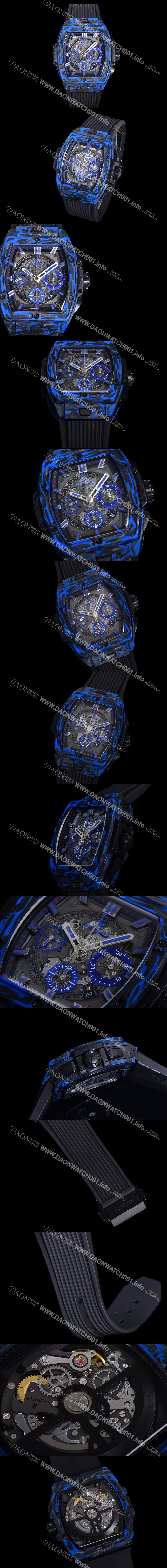 홍콩명품 [휴블렛] 남성용 스피릿 빅뱅 마스터피스 카본제질  크로노그래프 Hub4700타입 45mm 러버우레탄줄 스켈래톤다이얼 hub1954