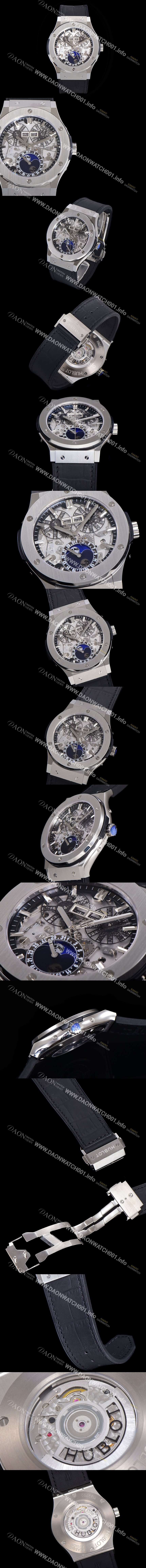 홍콩명품 [휴블렛] 남성용 클래식퓨전 오토매틱 Hub1131타입 문페이즈 42mm 러버우레탄줄 스켈래톤다이얼  hub1315