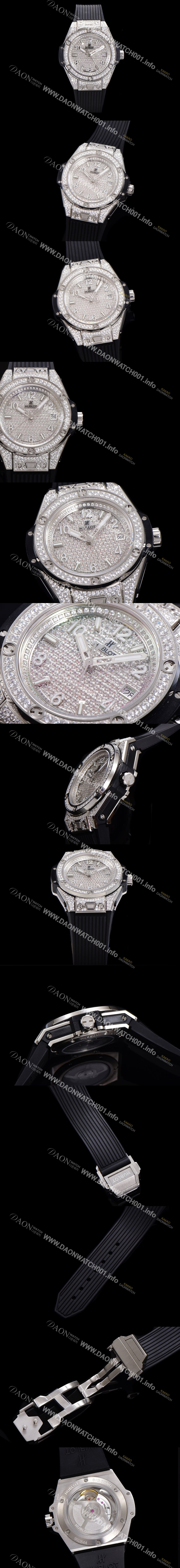 홍콩명품 [휴블렛] 남여공용 빅뱅 오토매틱 HUB1710타입 39mm 다이아/보석 세팅 우레탄밴드 보석다이얼 hub5912