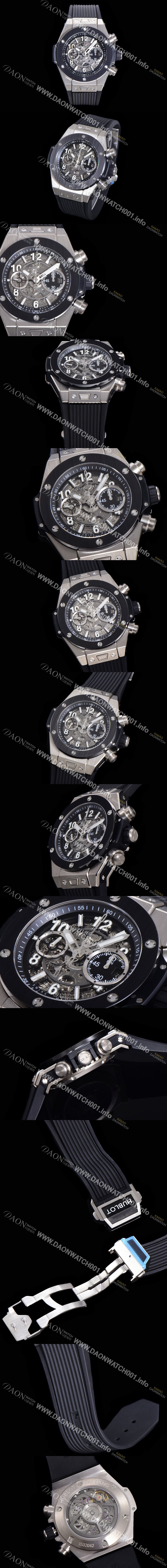 홍콩명품 [휴블렛] 남성용 빅뱅 유니코 킹골드 크로노그래프 441.NM.1170.RX 세라믹 베젤 HUB1280 오토매틱 므브먼트 44mm 러버밴드 스켈레톤다이얼 hub38956