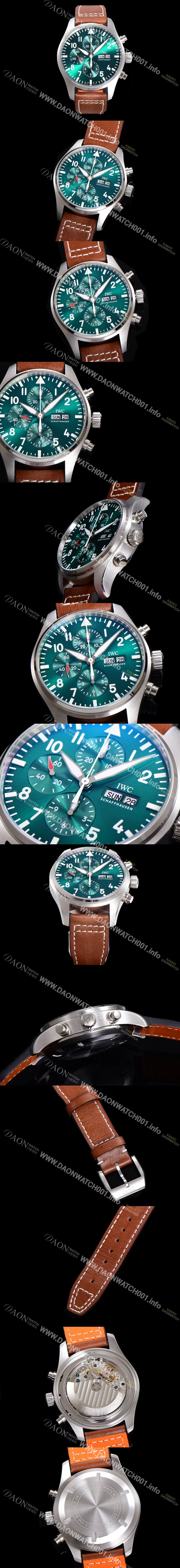 홍콩명품 [아이더블유씨] 남성용 파일럿 생텍쥐베리 어린왕자 한정판 에디션!! IW377714 데이 & 데이트 크로노그래프 그린 다이얼 오토매틱 무브먼트 IWC0123