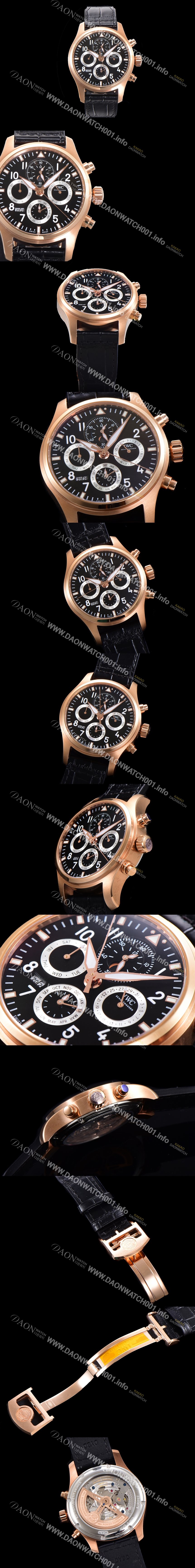 홍콩명품 [아이더블유씨] 남성용 파일럿 41mm 오토매틱 89630 타입 18K 로조골드 가죽줄 블랙다이얼 iwc1291