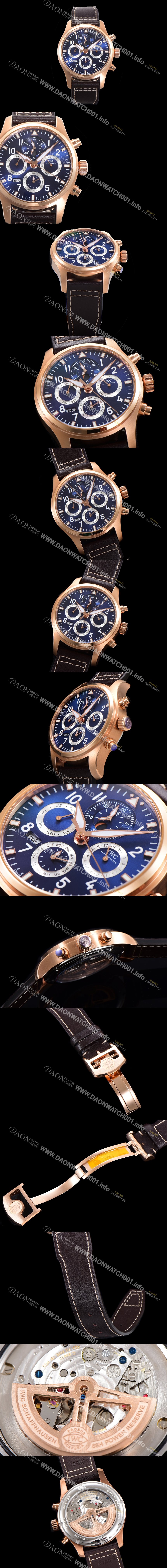 홍콩명품 [아이더블유씨] 남성용 파일럿 41mm 오토매틱 89630 타입 18K 로조골드 가죽줄 블루다이얼 iwc1532