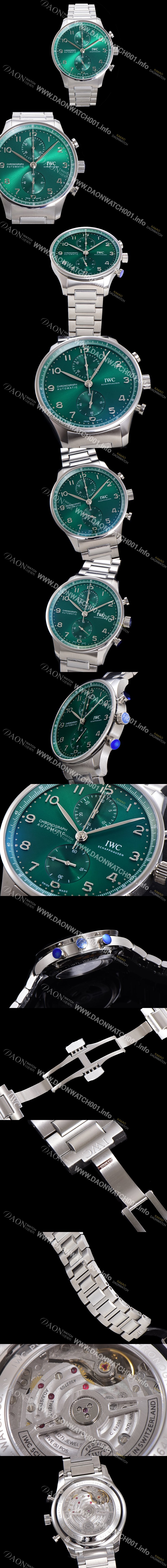 홍콩명품 [아이더블유씨] 남성용시계 베스트 신형 포르투기즈 IW371615 크로노그래프 오토매틱 ETA7750-2 타입 41mm 메탈줄 그린다이얼 iwc6468
