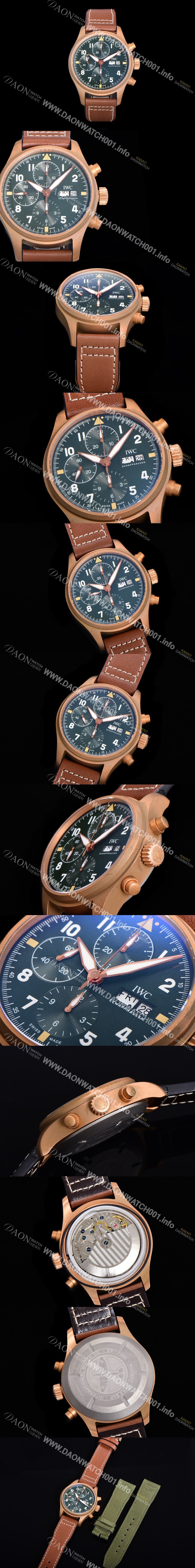 홍콩명품 [아이더블유씨] 남성용 파일럿 워치 브론즈 IW387902 스핏파이어 크로노그래프 41미리 그린다이얼 오토매틱 무브먼트 IWC53355