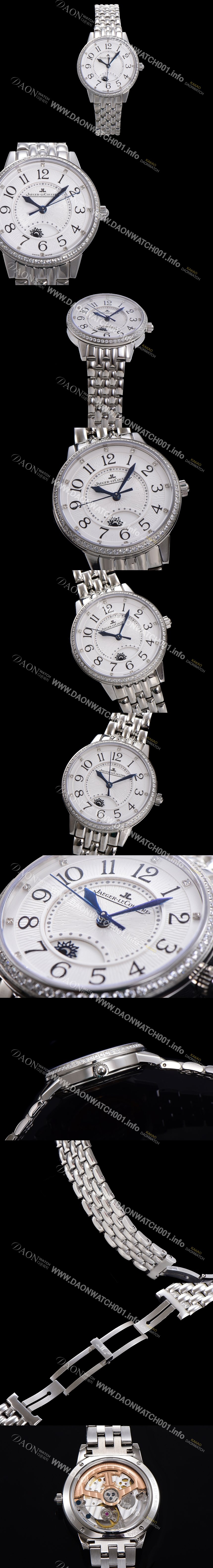 홍콩명품 [예거 르꿀르뜨] 여성용 랑데뷰 나잇&데이 문페이즈 오토매틱 898A 타입 무브 34mm 보석 배젤 메탈줄 화이트다이얼 jag2912