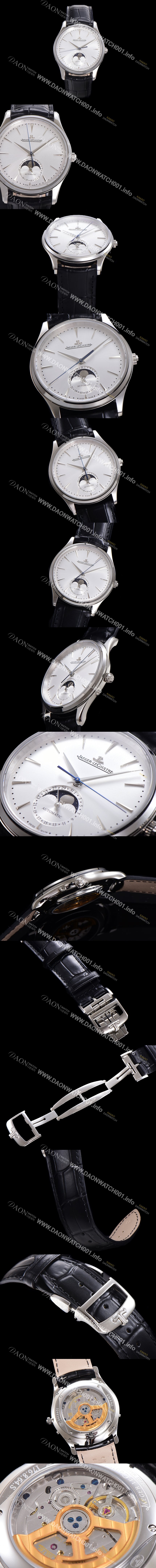 홍콩명품 [예거 르꿀르뜨] 남성용 마스터 울트라 씬 문페이즈 오토매틱 925타입 39mm 가죽줄 화이트다이얼 jag1952