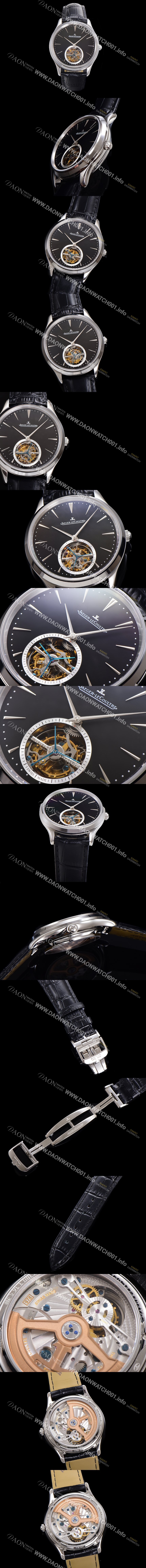 홍콩명품 [예거 르꿀르뜨] 남성용 마스터 울트라 씬 투어빌론 43mm 가죽줄 블랙다이얼 jag9125