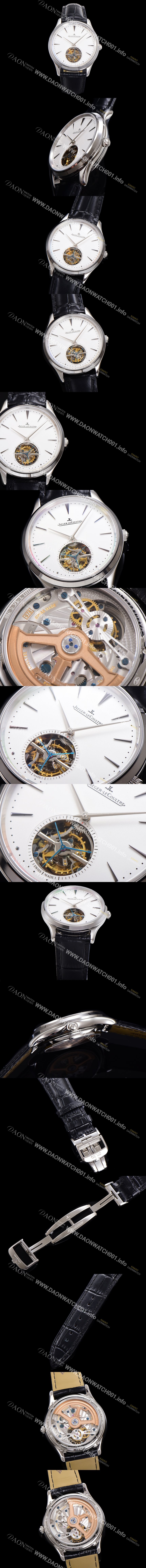 홍콩명품 [예거 르꿀르뜨] 남성용 마스터 울트라 씬 투어빌론 43mm 가죽줄 화이트다이얼 jag3991