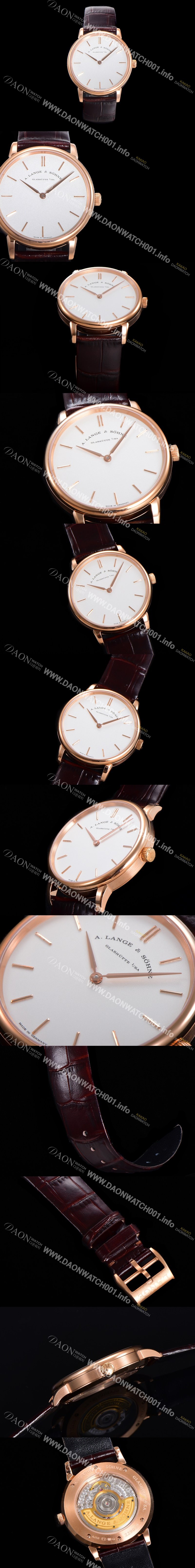 홍콩명품 [아랑게운트죄네] 남성용 색소니아 씬 211.033 랑게 39미리 18k 로즈골드 화이트 다이얼 오토매틱 무브먼트 LAN40875