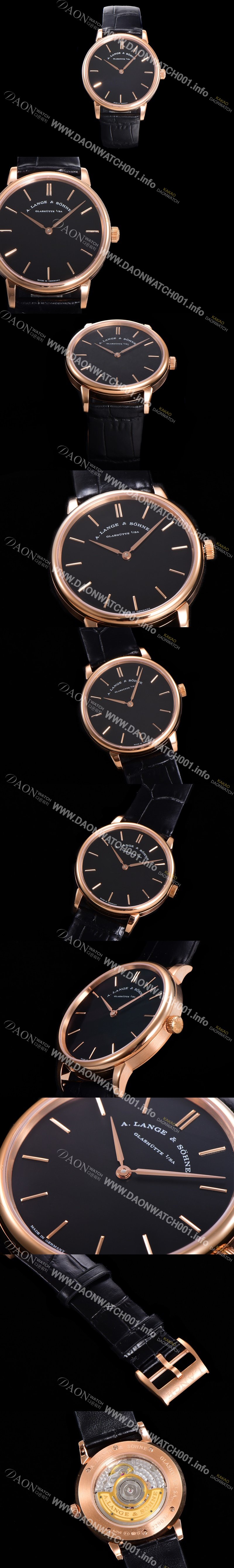 홍콩명품 [아랑게운트죄네] 남성용 색소니아 씬 211.033 랑게 39미리 18k 로즈골드 블랙 다이얼 오토매틱 무브먼트 LAN40879
