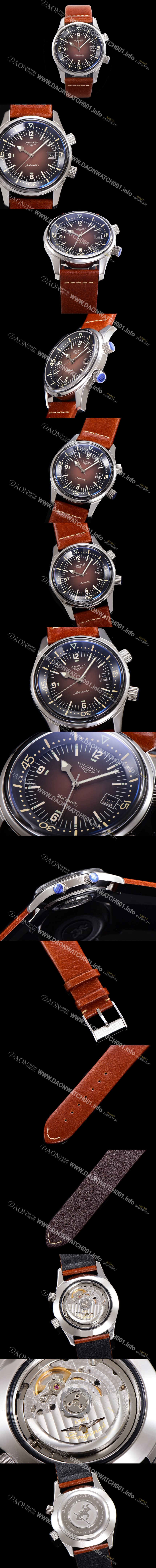 홍콩명품 [론진] 남성용 해리티지 오토매틱 Cal.L888.5 타입 42mm 가죽줄 래드다이얼  lon2915