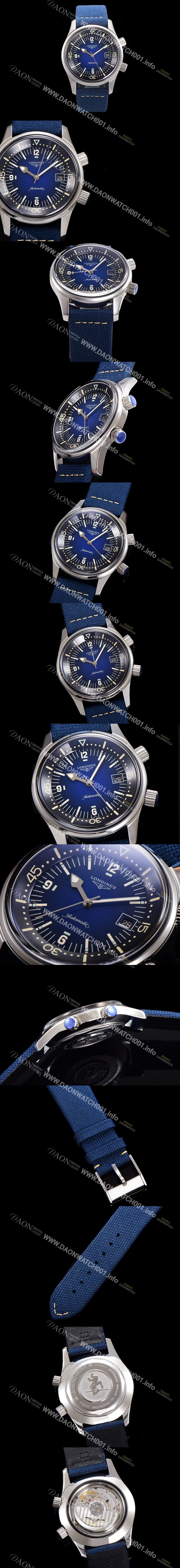 홍콩명품 [론진] 남성용 해리티지 오토매틱 Cal.L888.5 타입 42mm 가죽줄 블루다이얼 lon5199