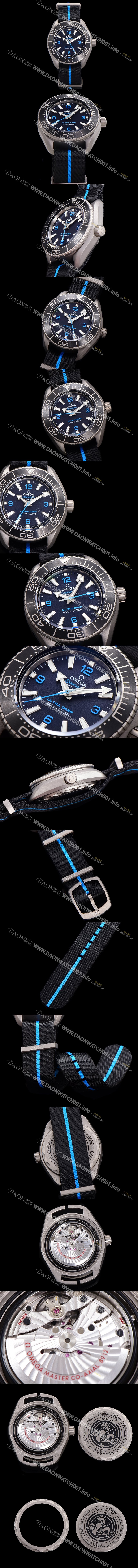 홍콩명품 [오메가] 남성용 딥다이버신상 시마스터 6000M 울트라 딥 티타늄 45mm 나일론천 블랙다이얼 omg9153