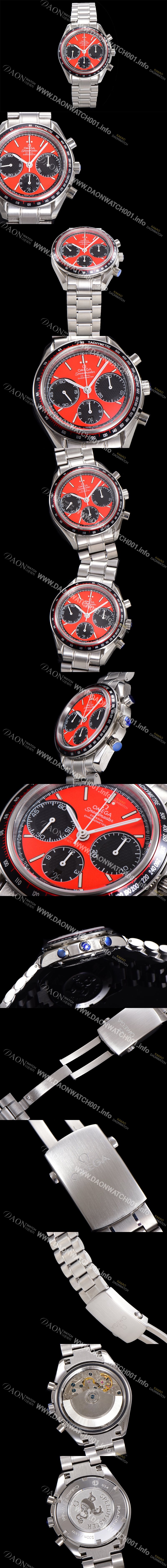 홍콩명품 [오메가] 남성용시계 뉴 레이싱 크로노 스프드마스터 레이싱 크로노그래프 오토매틱 ETA7750-2 타입 40mm 메탈줄시계 래드다이얼 omg8486